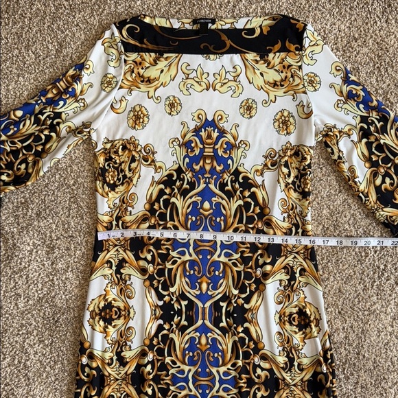 Forever Sheath Dress White Gold Blue Bateau Neckline Dolman Sleeves Women's - Picture 9 of 10